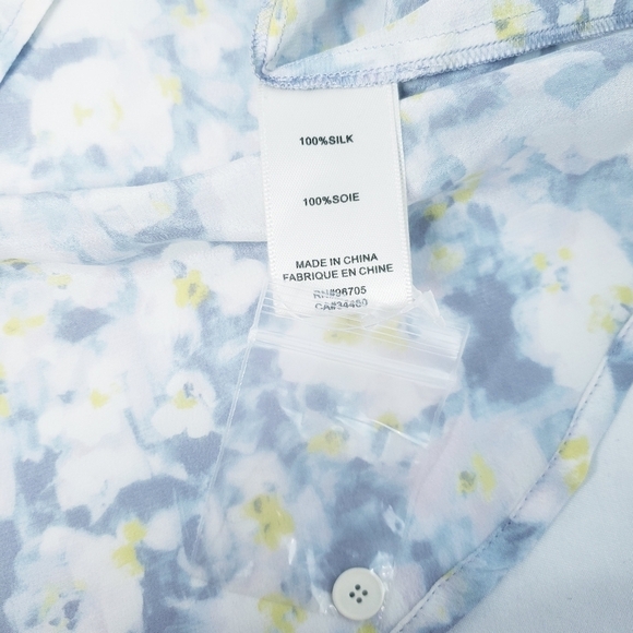 Rebecca Taylor Floral Silk Popover Blouse Top Shirt Size 10 - Picture 9 of 9